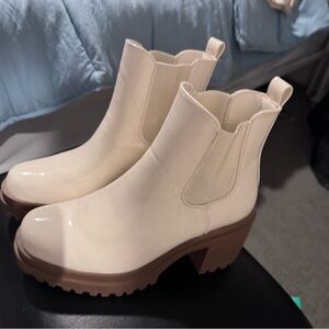 Elegant Cream Ankle Boots